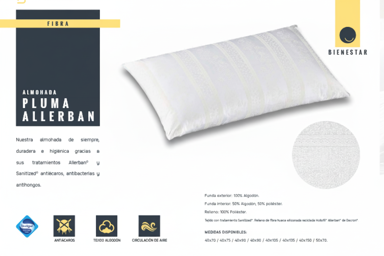 Almohada Fibra Pluma Allerban Mash