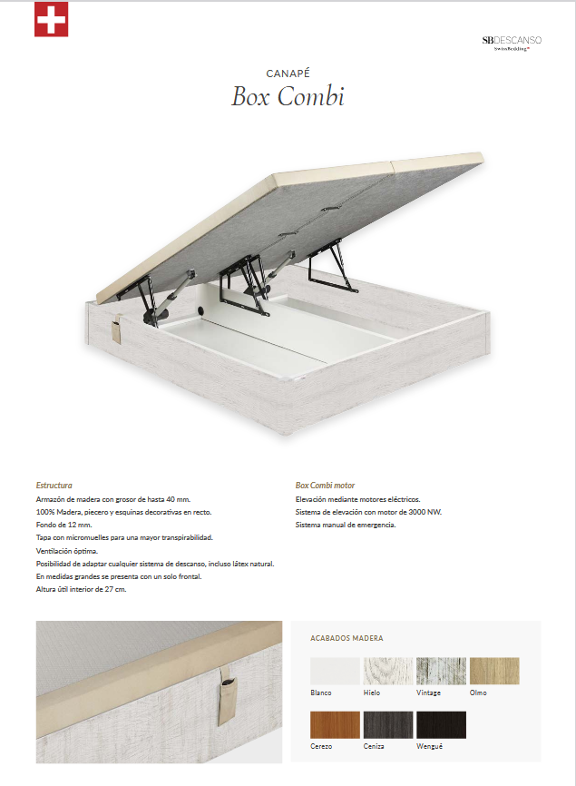 Canapé Abatible SB DESCANSO SWISSBEDDING Box Combi Manual