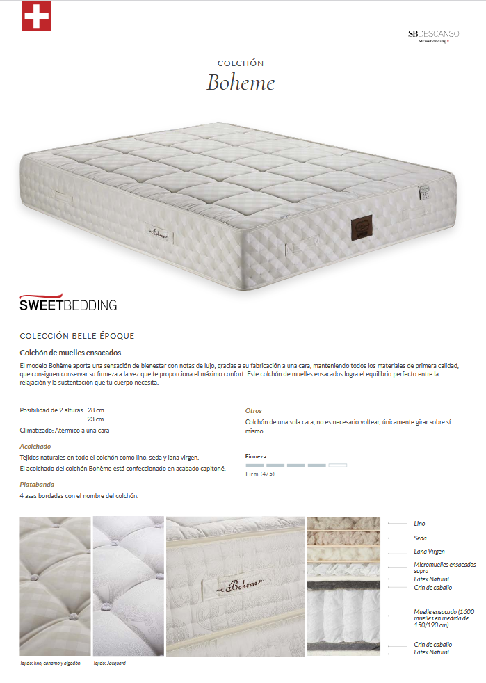 Colchón de Muelles Ensacados SB Descanso Sweetbedding  Bohème