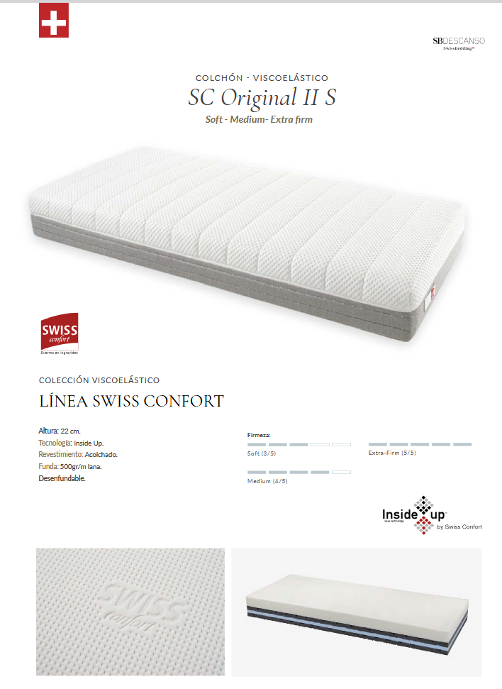 Colchón Viscoelástico SWISSBEDDING(LINEA SWISS CONFORT) SC Original II S