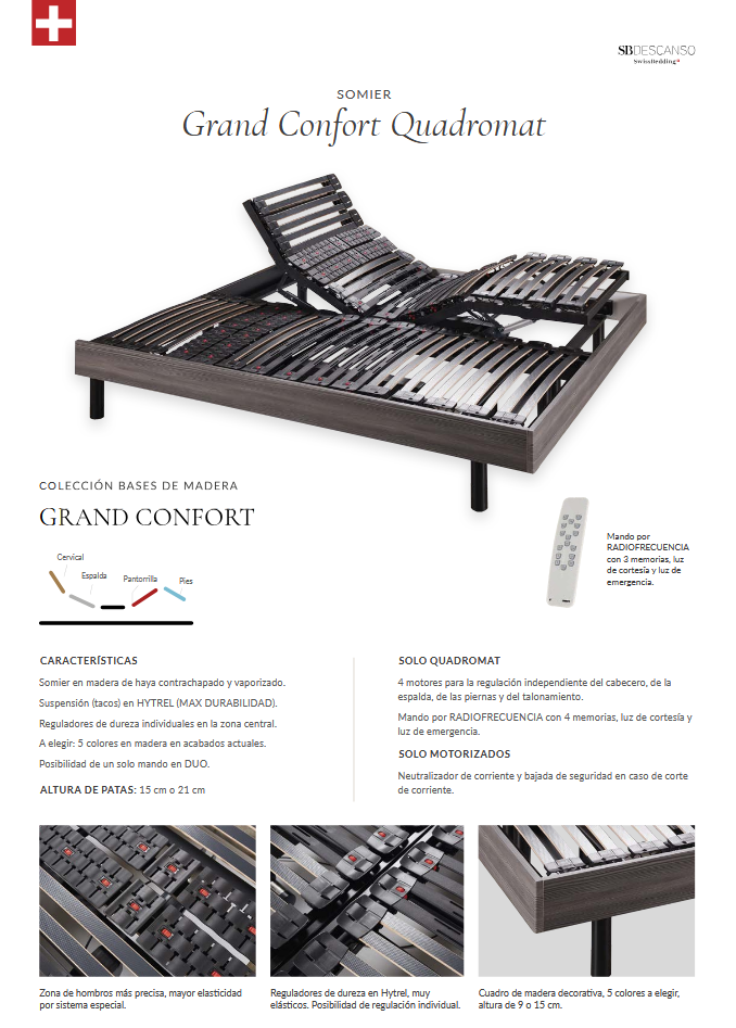 Somier Articulado Electrico SB Descanso Swissbedding Grand Confort Quadromat